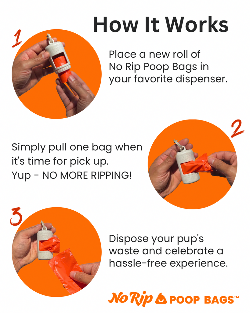 Poop Rip Wheat Straw Dispenser + 1 Roll of No Rip Poop Bags